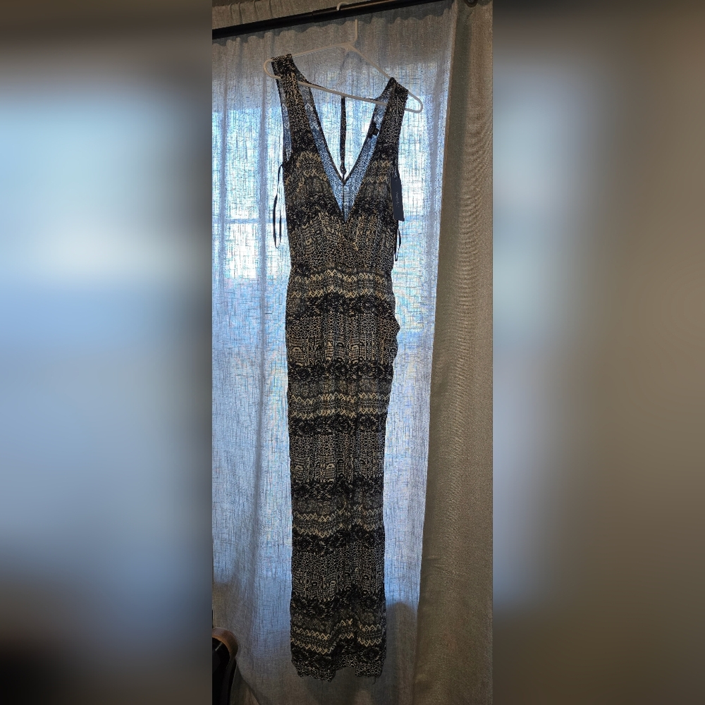 Rhapsody Black and White Patterned Jumpsuit